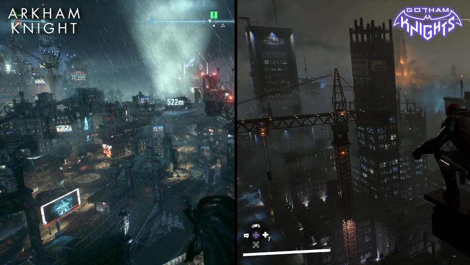 Gotham Knights has a cleaner image but in terms of open world design, atmospherics and sheer density, Arkham Knight remains streets ahead, years after its release