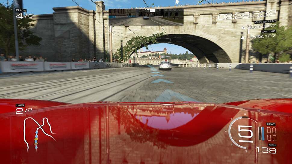 Reflections employ the same performance trick as previous Forza titles, operating at a lowered resolution. Rear and side-view mirrors are decoupled to run at a 30fps refresh – and likewise for the bonnet when the game engine is pushed