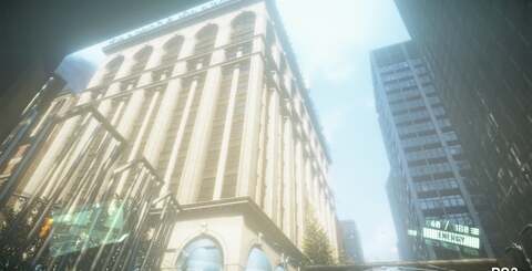 Shadows appear to have some offset issues in places on the PlayStation 3 (look on the building on the left in the top shot), but up close, it's clear that the Xbox 360 implementation is rather blocky in comparison (left, bottom shots).