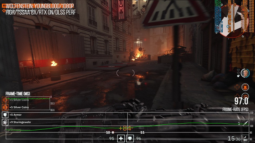 Ryzen 4000 CPU power meets Nvidia Turing graphics with ray traced visuals and AI upscaling. Wolfenstein: Youngblood typically runs between 90-110fps at 1080p high settings