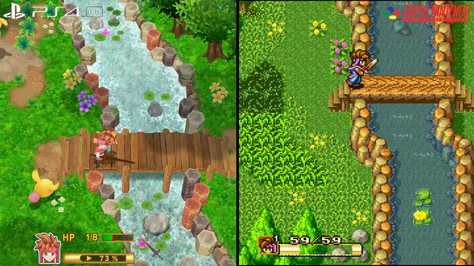 It's neat to see certain elements, such as the hexagonal stonework along the river, translated into 3D but the overall colour scheme is a touch too bright for our tastes