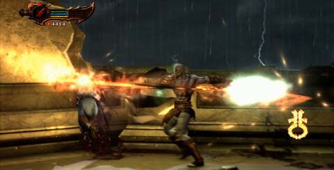 The God of War III engine excels in handling dynamic lighting, with up to 50 lights per game object. Helios' head (bottom right) is the most obvious example of the player directly interfacing with dynamic lighting.