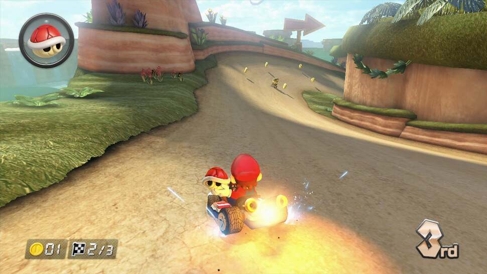 This scene highlights the attention paid to shading, with occluded areas appearing properly shadowed. Also note the subtle glow from the sky and the light source emanating from the kart