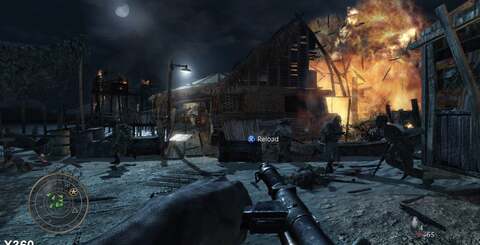 The lower-resolution alpha buffer in the PS3 version of Call of Duty: World at War gives it a more consistent performance level even when compared to Modern Warfare 2. The flames here are like-for-like in MW2 (below), while the WAW shots on top show the bandwidth-saving effect.