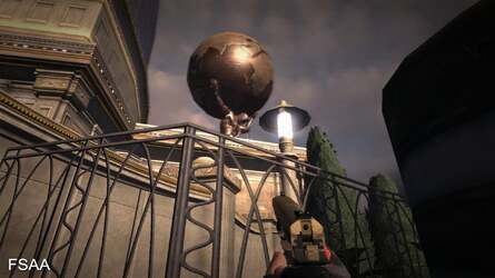 Two anti-aliasing methods are available on PC, in contrast to the AA-free console versions. FSAA seems to be an edge-blurring filter, while FXAA is a new technique pioneered by NVIDIA that we'll be seeing a lot more of in the future on both console and PC.