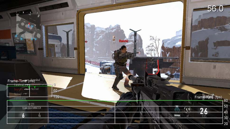 The Xbox 360 version holds up much better with multiplayer. Dips to the low 50s are the worst we see on occasion, but it holds 60fps most of the time