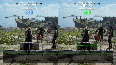 Xbox Series X runs at a higher resolution than PS5, but suffers performance drops the Sony console avoids. Click to enlarge. 