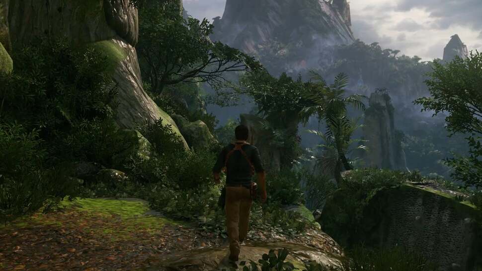 This specific instance highlights some of the issues with LOD where foliage takes on a stipple effect as it fades into view. The flat ground textures also look a bit muddy here, though the compression artefacts from this video don’t help things