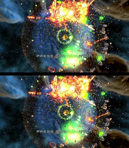 HDMI 1.4 gaming 3D is output at 60Hz from the PS3 in a 1280x1470 format, with 720p allocated for each eye - as seen here. Native 720p 3D titles like Super Stardust HD and WipEout work beautifully on the twin OLED displays where resolution is a 1:1 match, but surprisingly, softer, well-processed sub-HD 3D experiences like Uncharted 3 work very well indeed on the unit.
