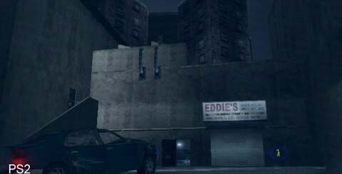 Claude's hideout is an example of differing levels of detail across all versions. As you can see, the PS2 version fares worst, the PC version gains a water tower, while the Xbox game is gifted additional AC ducting. The new iPad game is equivalent to the computer version.