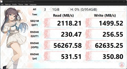 Desktop PC tests: CrystalDiskMark, AS SSD and Atto Benchmark speed tests. 