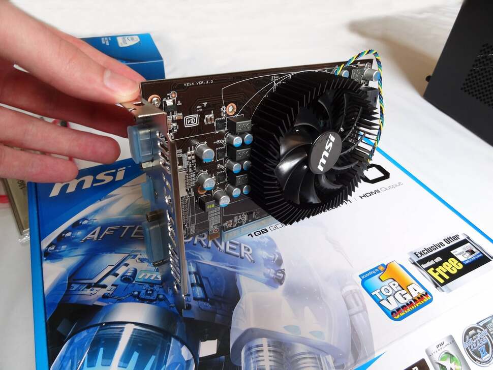 We won't go far without this - the MSI HD 6770 graphics card crucially features 1GB of the higher-bandwidth GDDR5 RAM, and sports DVI, HDMI and VGA outputs. A molex to 6-pin PCIe connector converter also comes included