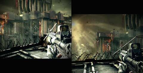 The benefits of using SimulView are obvious when looking at the above screenshots: both players' field of view is opened up, with the results matching that of a single-screen solo experience.