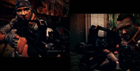 Here's how Guerrilla handles split-screen mode in Killzone 3, via the utilisation of two square-ish windows. The impact to what is already a fairly narrow field of view does take its toll on the gameplay experience - zeroing in on opponents and picking out the route ahead is made more difficult.