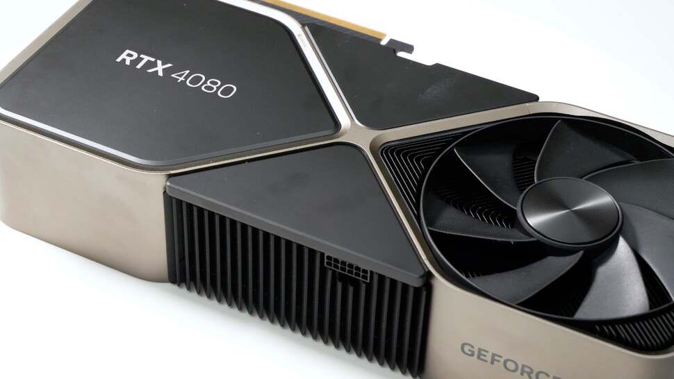 The RTX 4080 in its Founders Edition splendour - a beautifully designed, albeit large, video card