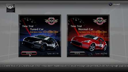 The demo's splash screen confirms that this is indeed a GT5 demo, though content and options are limited for the purposes of the time trial competition.