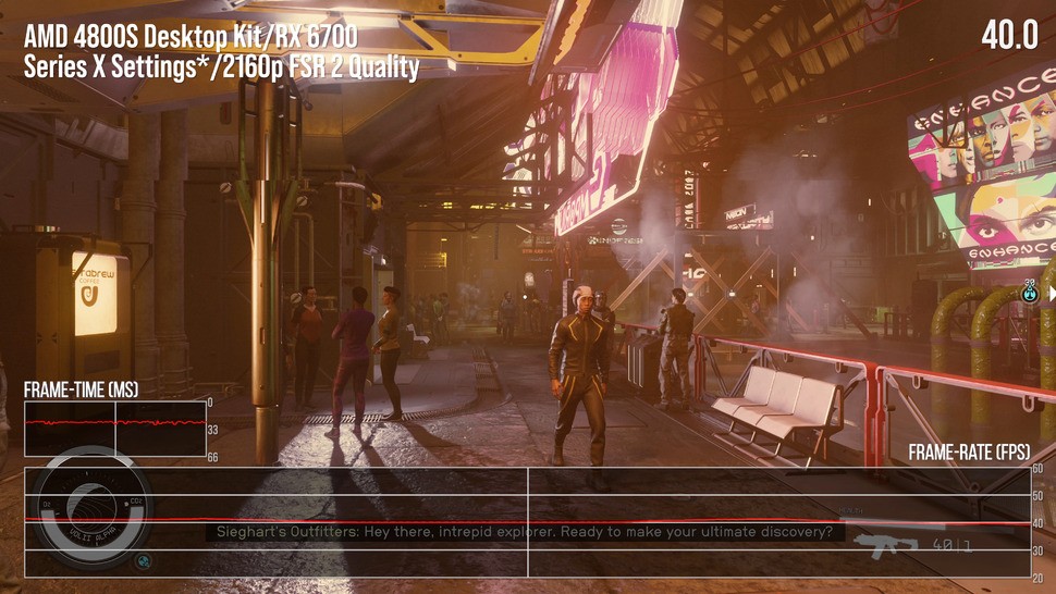 Certain areas are far lighter on the GPU and we seem to have a lot of CPU headroom. Neon runs at 40 frames per second and higher