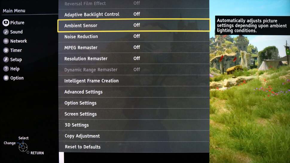 The DX750 features a comprehensive range of picture and audio controls, providing options for accurate calibration and improved motion handling, along with all the usual 'enhancements' we'd suggest turning off