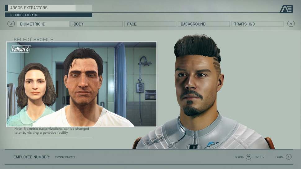 Fallout 4 characters in the creation screen look surprisingly similar to those of Starfield
