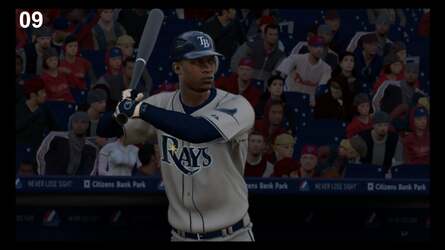 Depth of field effects didn&rsquo;t make it into the 1080p mode of MLB &lsquo;08. The good news is that the new game retains this feature at full HD in the new game. 720p shots are on top, 1080p on the bottom. Click through for the full resolution &rsquo;screens&rsquo;.