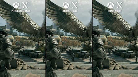 Gears of War: E-Day's campaign offers three graphics modes, with resolution and some graphics features changing from one to another. Click to enlarge. 