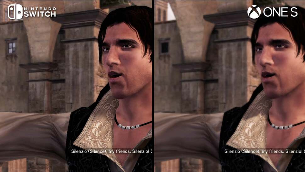 AC2 retains the revamped aesthetic from other versions of the Ezio Collection, significantly changed from the original release