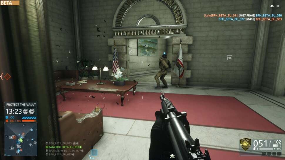 The before and after shots of each map show just how many destructible elements are at play now, such as the vault's frosted glass and furniture.