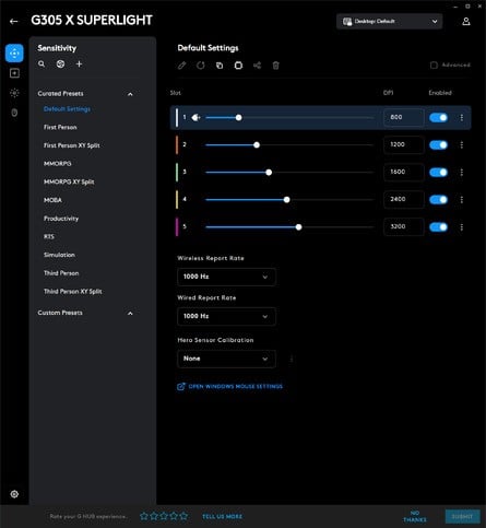 Here's how the G Hub software looks like the G305 X Superlight. Click to enlarge. 