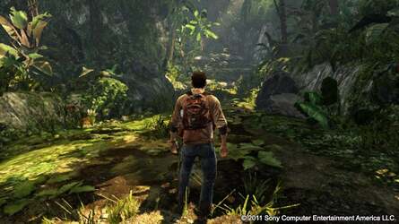 Getting a measure of screen quality is never an easy task, but here's one way to look at it - a photograph of the Vita's five-inch screen, up against the direct framebuffer dumped at the same point in the game. Click on the images for full-res shots.