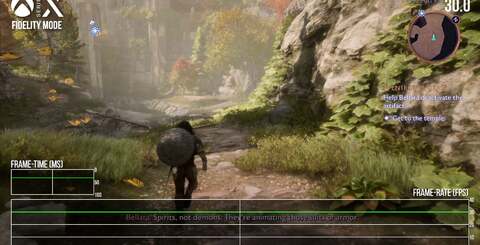 30fps fidelity and 60fps performance modes are present on both PS5 and Xbox Series X. The 30fps is essentially a lock, with only slight drops in the 60fps mode, where Xbox has more noticeable screen-tearing.