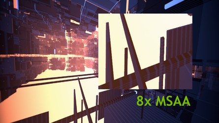 Multi-sampling anti-aliasing isn't compatible with recent rendering technologies so new solutions are required. NVIDIA's new TXAA combines multiple forms of anti-aliasing into one inexpensive solution that produces some impressive results. On the left we see conventional 8x MSAA, on the right, the TXAA equivalent.