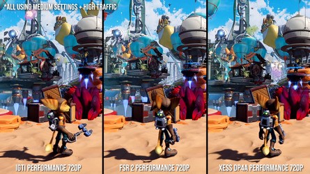 Stills aren't the ideal comparison method for different upscalers, with motion handling often being the biggest differentiating factor, but you can get some idea from these shots - IGTI produces an overly soft image, FSR 2 delivers visual clarity with some artefacts and XeSS presents as the sharpest and least artefacted. However, FSR 2's better performance proved the most critical factor.