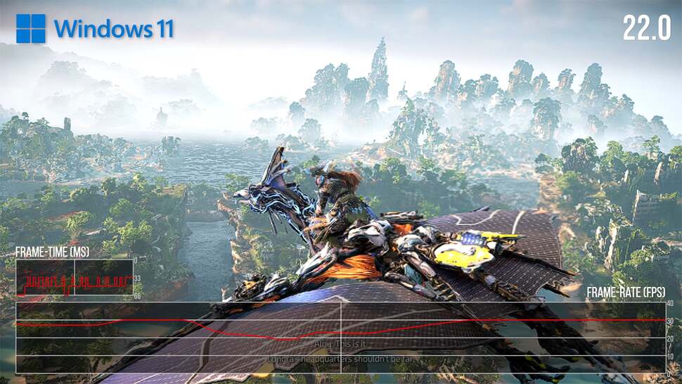 Horizon Forbidden West gameplay works out nicely with an even 30fps - however, the game itself has issues in some of its more challenging cinematics. This impacts the game on all hardware, but manifests harder on handhelds, as seen here