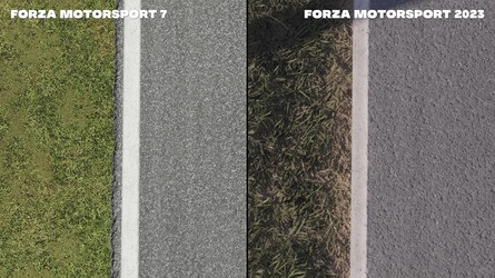 Tracks have also received overhauls, though in some cases Forza 7 exhibits higher-quality textures (grass) and a more realistic edge to the blacktop than Forza 2023. Car wheels can also exhibit extremely low-res textures at the start - another glitch that's likely to be fixed by release.