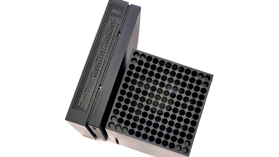 An overhead view of Series X and Xbox One X