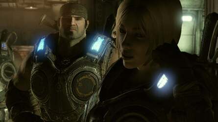 TriOviz got its debut 3DTV outing in an early incarnation via Ninja Theory's Enslaved, shown here on the left running on PS3. Note the artifacts to the right of the foreground detail and on Monkey himself. This is where the reprojection algorithm has nothing to send to the right eye, effectively filling in the gaps. On the Gears of War 3 shot to the right, reprojection artifacts are really difficult to find.