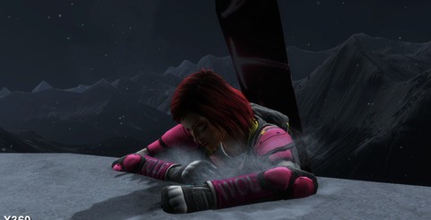 These two games are very, very close. Aside from some differences in the terrain levels, affecting the level of snow throughout the levels (top) and resolution of trails left by other players, there's very little to tell the games apart.