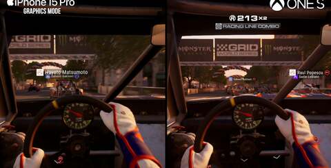 The tweaks and 'downgrades' are plentiful but in motion, Grid Legends on iPhone is a close facsimile of the Xbox One experience.