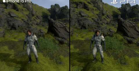 The cutbacks are plentiful in transitioning Death Stranding from PS4 to iPhone 15 Pro, but mostly it's the reduction in clarity via a significant drop in resolution that makes the most impact... but in turn, the smaller screen makes that less of an issue.