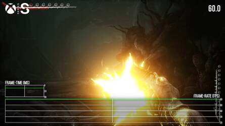 Aside from single frame drops in traversal, Scorn on Xbox Series S is essentially a locked 60 frames per second - basically no complaints here.