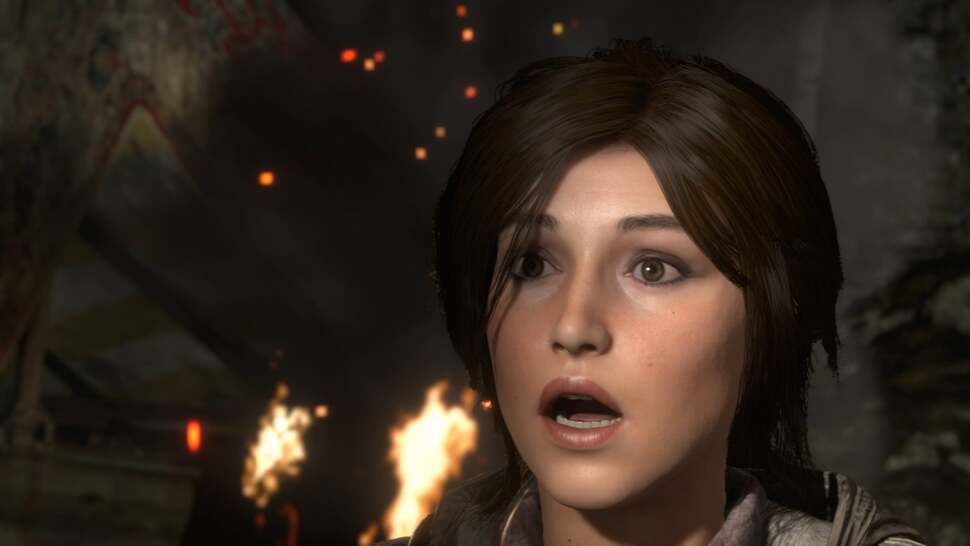 The impressive performance capture system coupled with blendshapes enables some impressive facial animations. Even Lara is impressed, as you can see here