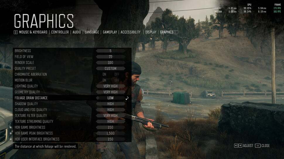 Interactive graphics settings menus that show you in gameplay what the changes are - and the performance cost - are the way forward. Days Gone's menus are a masterpiece