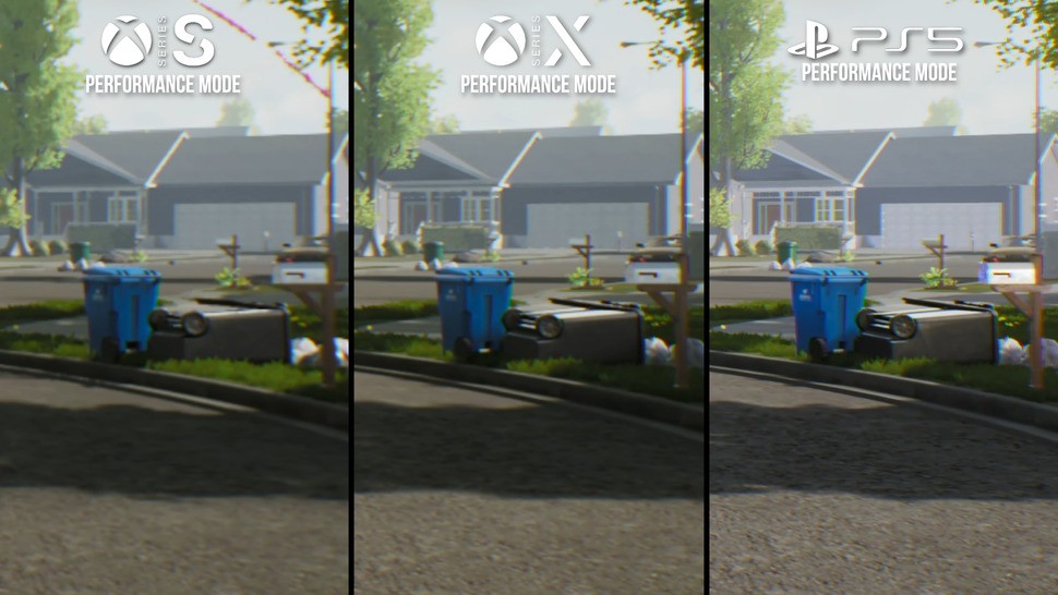 At circa 1800p, PS5 pushes resolution further in performance mode than Series X (1440p) or Series S (1080p). However, performance is rock-solid on the Xbox consoles, suggesting the PS5 figure may need dialling back to achieve a locked frame-rate