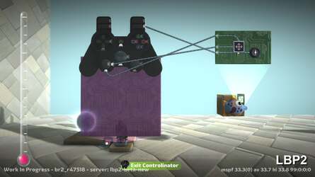 Direct control with the controlinator (right, in LBP2) is so much more easier and more flexible than the somewhat arcane hacks used to achieve similar effects in the first game (left).