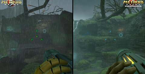 Substantial improvements to image quality, lighting and water are evident, though reflections in one area show Samus in the original and not in the remake - although this is technically understandable.