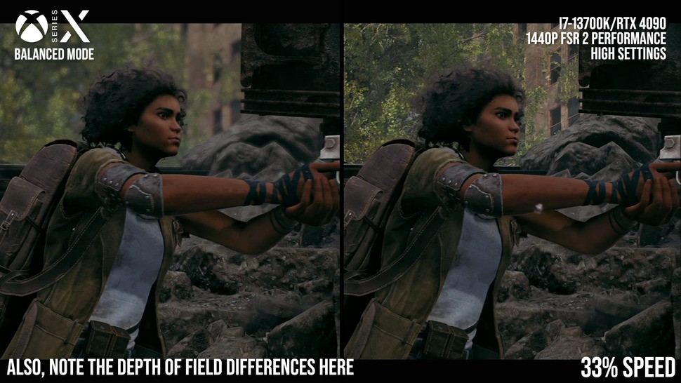 The consoles don't seem to exhibit the same characteristic artefacts as FSR 2 does on PC, so we suspect something like Unreal's Temporal Super Resolution is being used instead