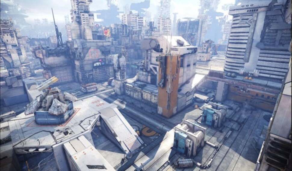 The vertical nature of Hawken's environments makes for a great showcase for the stunning immersive qualities of the Oculus Rift headset - the hardware does an excellent job of conveying the scale of the cityscapes and even manages to engender some degree of vertigo. Looking around the cabin of your mech is an interesting experience too, even though there's no real functionality to the instrumentation.