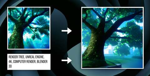 On the top-left, the Chrono Cross original and AI upscaled modes compared. The other three images show alternative AI visualisations of the same content. Click on the images for higher resolution.