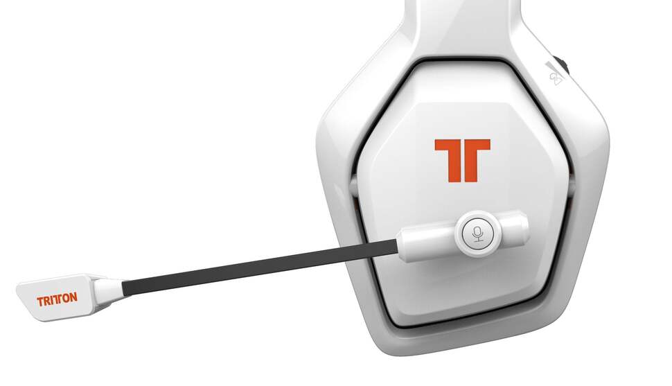 A detachable microphone is featured on the left headphone, with adjustable volume control on the same side.