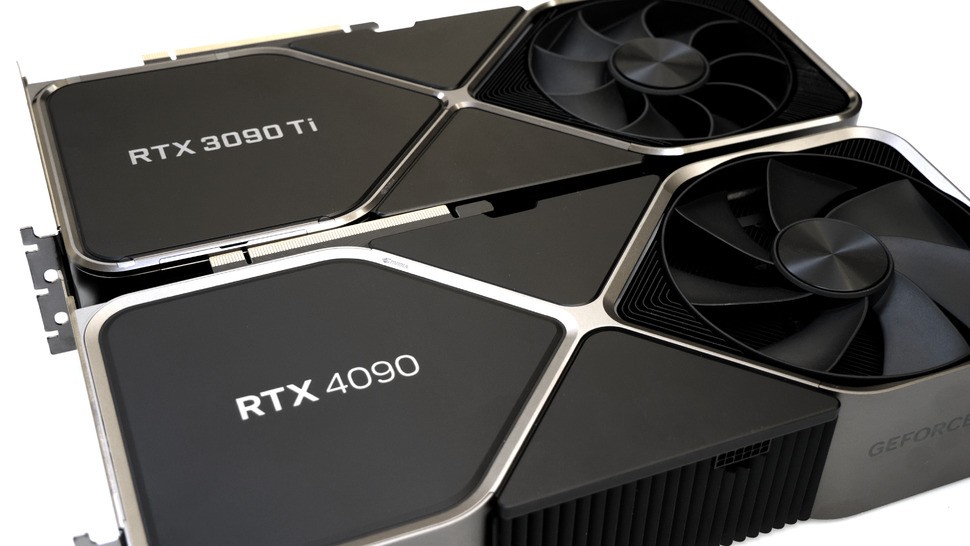 Side-by-side, there are only subtle changes between the 4090 and 3090 Ti besides their slightly different dimensions - including a lighter weight for the 4090 text and a seven-blade fan instead of a nine-blade fan